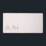 Minimalistic Monogram Initial & Name Pastel Pink  Desk Mat<br><div class="desc">Enhance your workspace with our Minimalistic Monogram Personalised Pastel Pink Initial & Name Desk Mat. Featuring a chic pastel pink design with a customisable monogram and name, this elegant desk mat adds a touch of sophistication and personalisation to your office or study area. Made from high-quality, non-slip materials, it provides...</div>