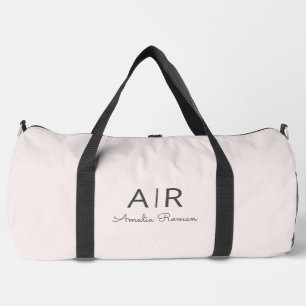 Minimalistic Monogram Initial & Name Pastel Pink Duffle Bag