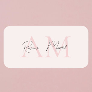Minimalistic Monogram Initial & Name Pastel Pink  Tag