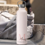 Minimalistic Monogram Initial & Name Pastel Pink  Water Bottle<br><div class="desc">Stay hydrated in style with our Minimalistic Monogram Initial & Name Pastel Pink Water Bottle. This sleek and elegant water bottle features a minimalist design personalised with your initial and name, set against a soft pastel pink background. Made from high-quality, BPA-free materials, it ensures your drinks stay fresh and safe....</div>