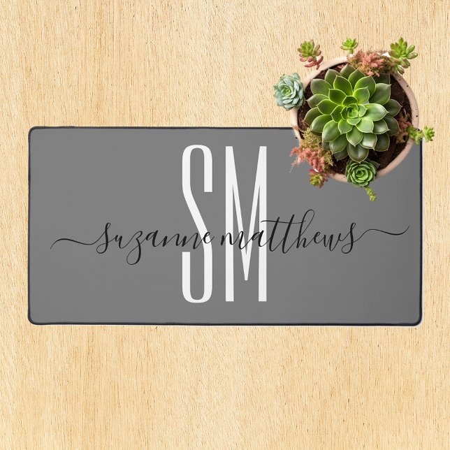 Minimalistic Monogram Initials Calligraphy Desk Mat (Creator Uploaded)