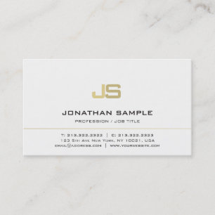 Minimalistic Monogram Modern White Gold Plain Business Card