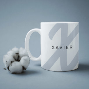 Minimalistic Monogram & Name Elegant Blue Grey Coffee Mug