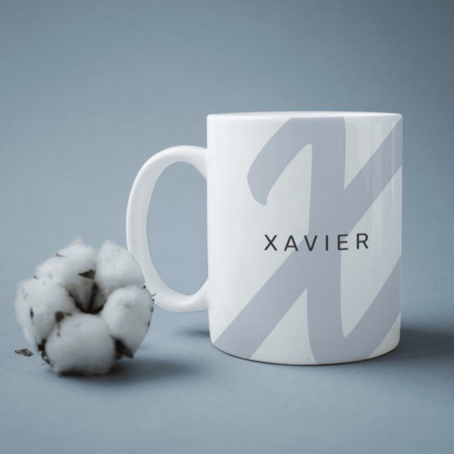     Minimalistic Monogram & Name Elegant Blue Grey Coffee Mug (Creator Uploaded)