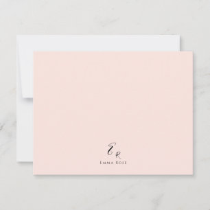 Minimalistic Monogram Name Elegant Blush Pink Card