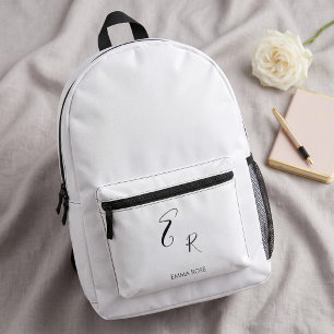 Minimalistic Monogram Name Elegant Script Font Big Printed Backpack