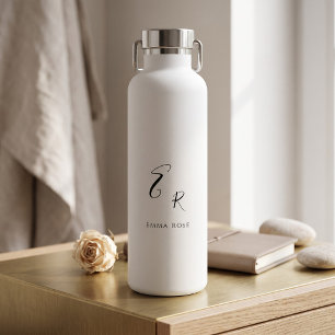 Minimalistic Monogram Name Elegant Script Font Big Water Bottle