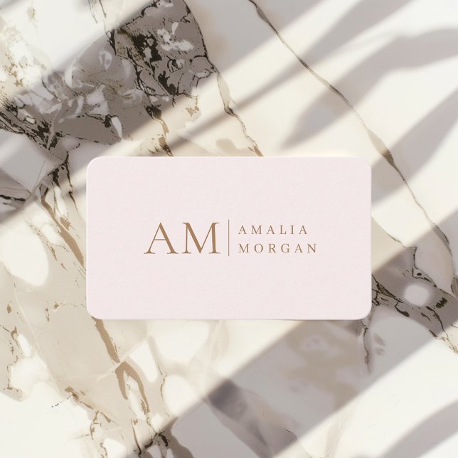 Minimalistic Monogram Personalised Pastel Pink Business Card (Creator Uploaded)