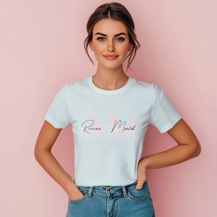"Minimalistic Monogram Personalised Pastel Pink  Tri-Blend Shirt