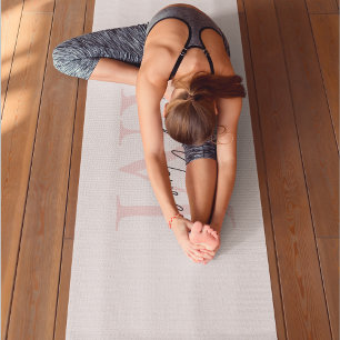 "Minimalistic Monogram Personalized Pastel Pink  Yoga Mat