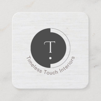 Minimalistic Monogram | White Burlap Square Business Card