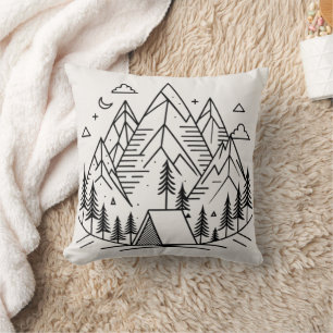 Minimalistic Mountains Camping Cushion