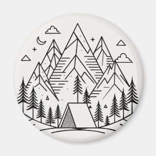 Minimalistic Mountains Camping Magnet
