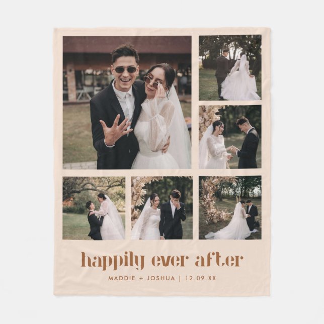 Minimalistic Multi Wedding Photo Collage  Fleece Blanket (Front)