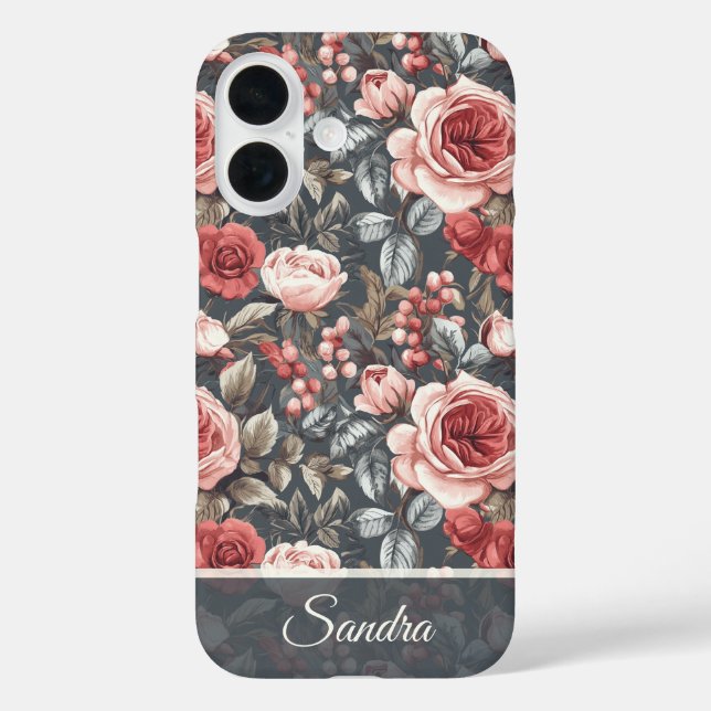 Minimalistic Mum Gift Rose Flower Name Case-Mate iPhone Case (Back)