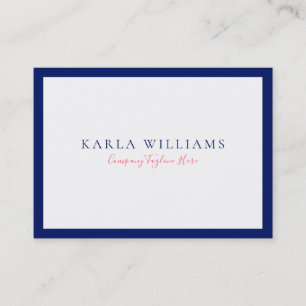 Minimalistic Navy-Blue Border On White Business Card
