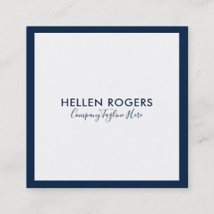 Minimalistic navy-blue border square business card