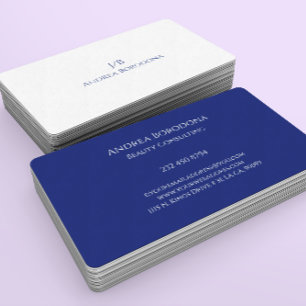 Minimalistic Navy-Blue White Reversible Colours Business Card
