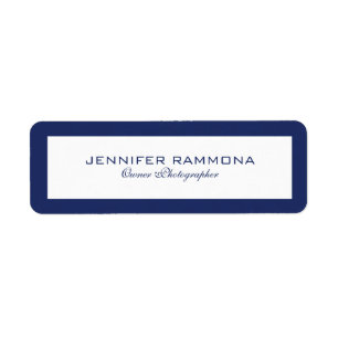 Minimalistic navy-blue & white simple border return address label