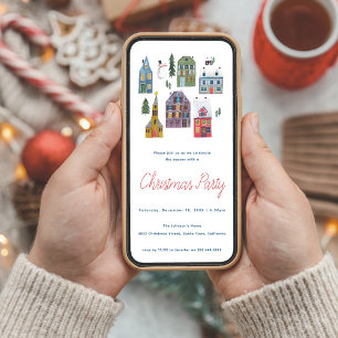 Minimalistic Nordic Winter Village Christmas Party Invitation