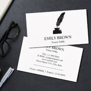 Minimalistic Notary Loan Signing Agent Quill Ink Business Card