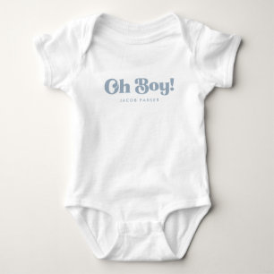 Minimalistic "Oh Boy!" Baby Boy Personalised Name Bodysuit