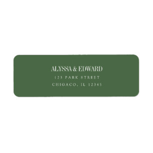 Minimalistic Olive Green Bride Groom Names Wedding Return Address Label