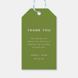 Minimalistic Olive Green Wedding Favor Thank You Gift Tags