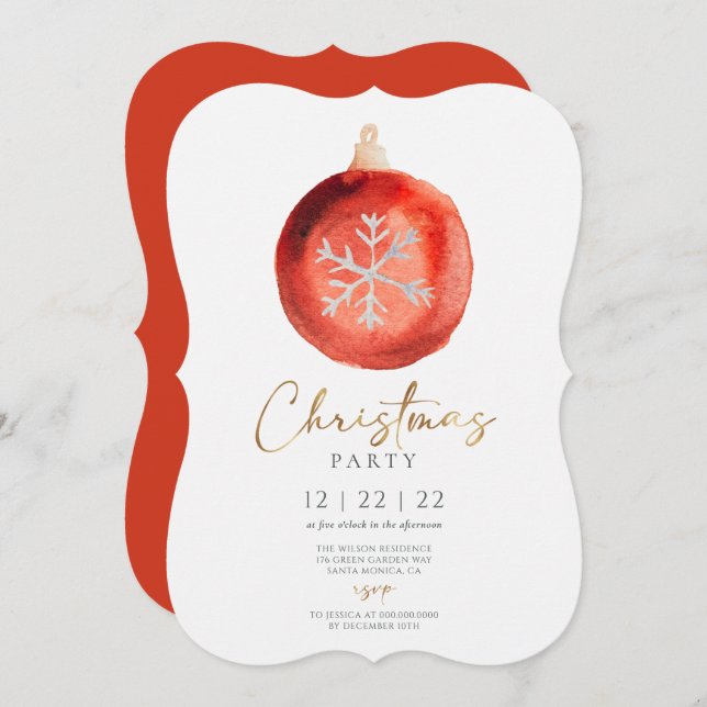Minimalistic Ornament Winter Christmas Party  Invitation (Front/Back)