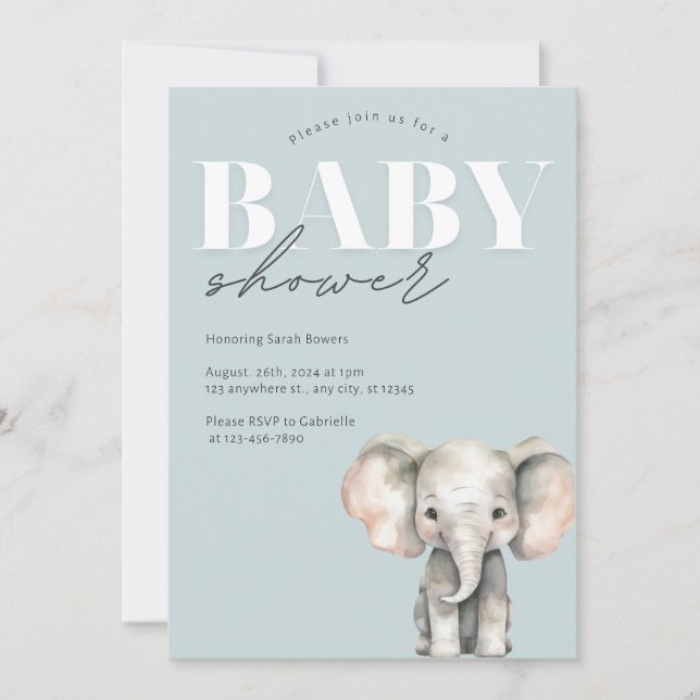 Minimalistic Pastel Baby Shower Invitation (Front)