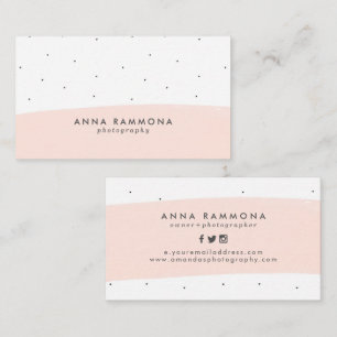 Minimalistic Pastel Pink & White Brushstrokes Business Card
