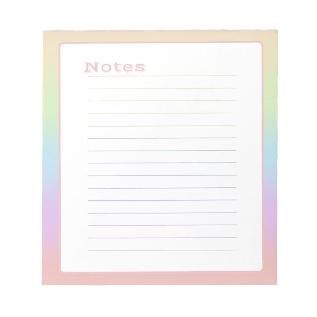 Minimalistic Pastel Rainbow Notepad (Front)