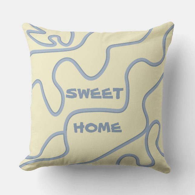 Minimalistic pastel yellow and violet abstract cushion (Front)