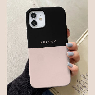 Minimalistic Personalised Bicolored Black & Cream iPhone 15 Case