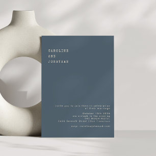 Minimalistic Pewter Typewriter Typography Wedding Invitation