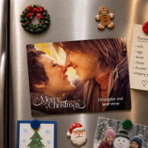 Minimalistic Photo Christmas Card Keepsake Magnet