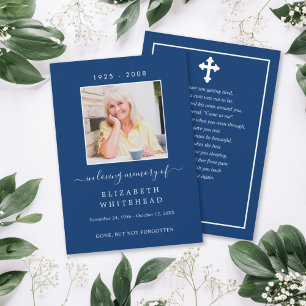 Minimalistic Photo Funeral Prayer Royal Blue Invitation