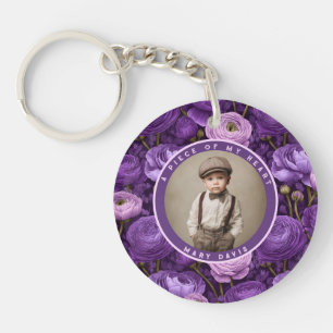 Minimalistic photo keepsake Ranunculus Key Ring