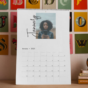 Minimalistic Photo Simple Script Writing any year Calendar