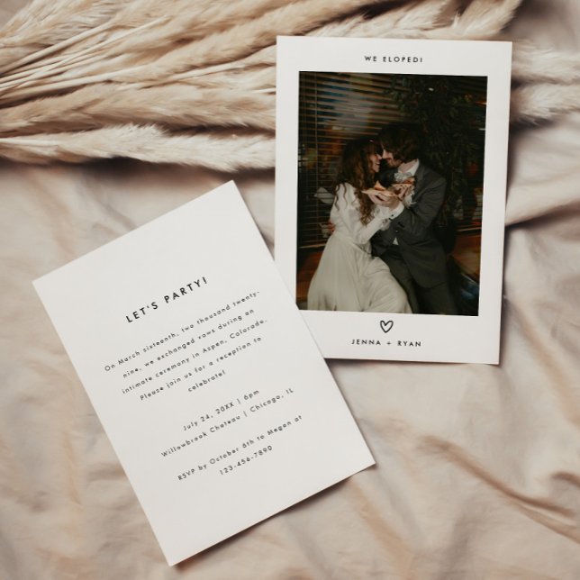 Minimalistic Photo Wedding Elopement & Reception Invitation (Creator Uploaded)