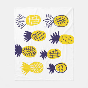 Minimalistic pineapples, colourful abstract design fleece blanket