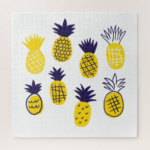 Minimalistic pineapples, colourful abstract design jigsaw puzzle