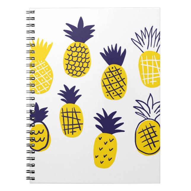 Minimalistic pineapples, colourful abstract design notebook (Front)