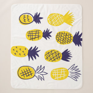 Minimalistic pineapples, colourful abstract design sherpa blanket