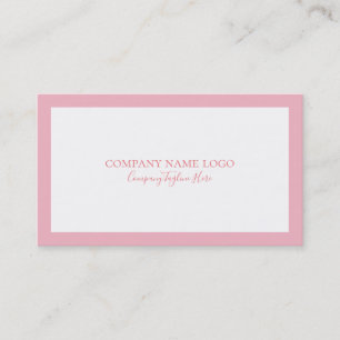 Minimalistic Pink Border On White Business Card