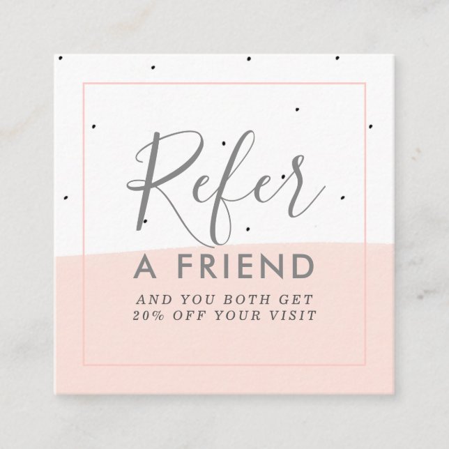 Minimalistic Pink Brushstrokes Referral Card (Front)