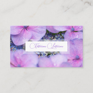 Minimalistic pink flower florist white rectangles business card