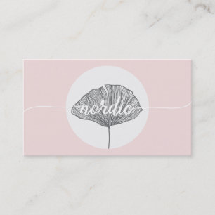 Minimalistic pink organic botanical gingko business card