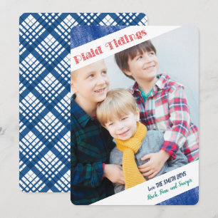 Minimalistic Plaid 1 or 2 Photo Holiday Card