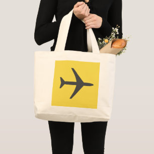 Minimalistic Plane Aeroplane Aviation Fly Large Tote Bag